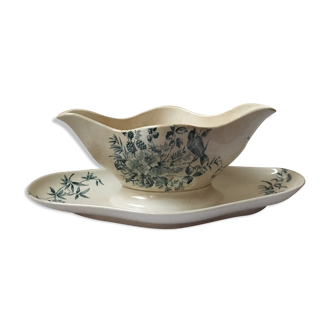 Opaque porcelain saucière Terre de fer de Longwy mignon collection