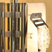 1970s Space Age Chromed Pendant Lamp by AV Mazzega, Murano Glass