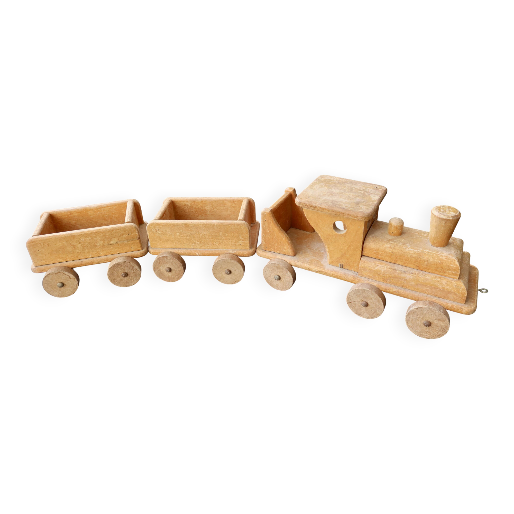 Train en bois ancien jouet Bertin locomotive et wagons