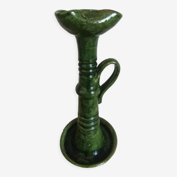 Bougeoir en céramique vert vintage style tamegroute