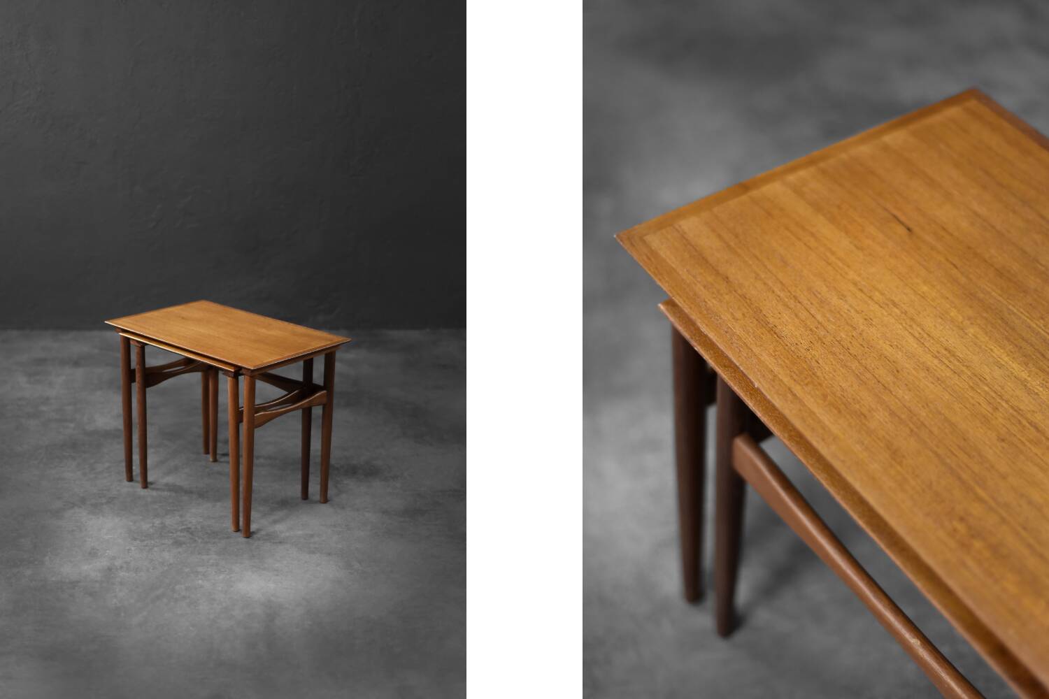 Danish nesting tables in teak, 1960s.