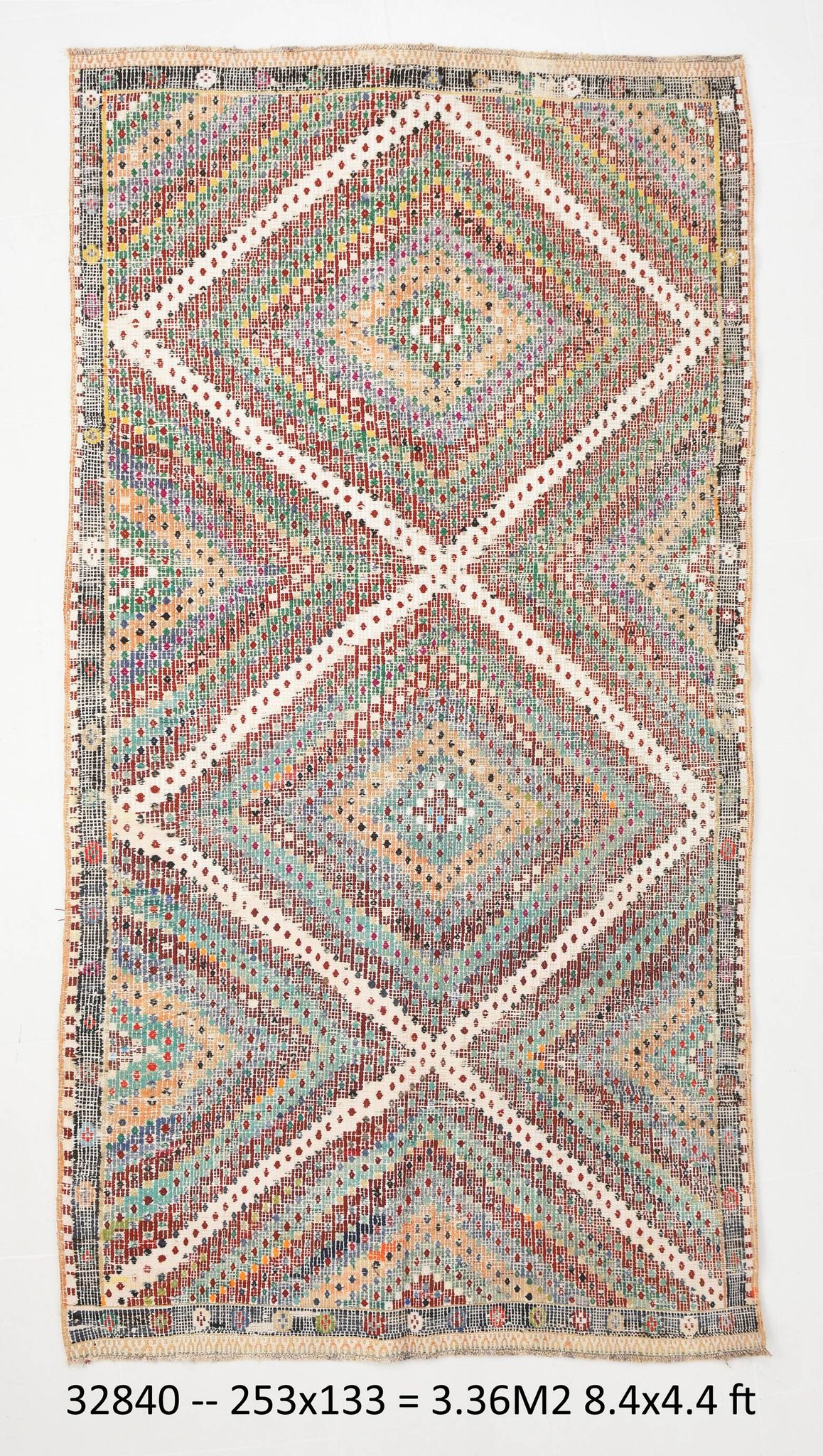 Tapis Kilim oriental bleu et vert