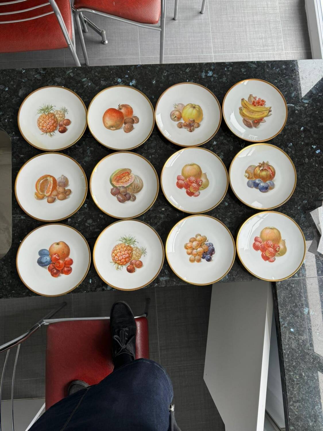 Porcelaine Hutschenreuther Arzberg Bord Doré Ingeborg - Rose Rouge - Occasion En Très Bon état