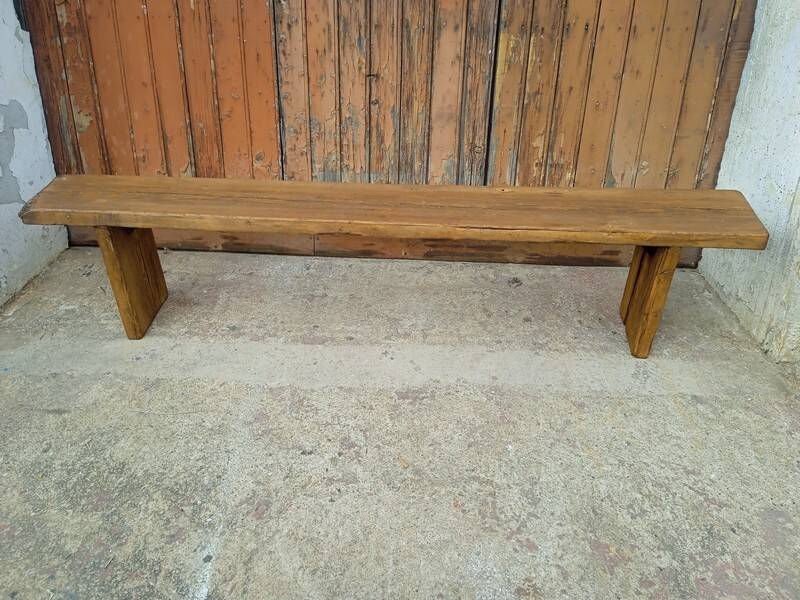 Bench 200 cm old patinated solid wood
