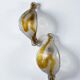 Pair of Mazzega Murano wall lights, orange frosted curved glass, Italy, 1970s