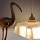 Pendant lamp with old yellow opaline lampshade