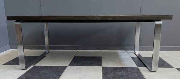 Table basse en ardoise et chrome par le Dr Peter Daenert, années 1970