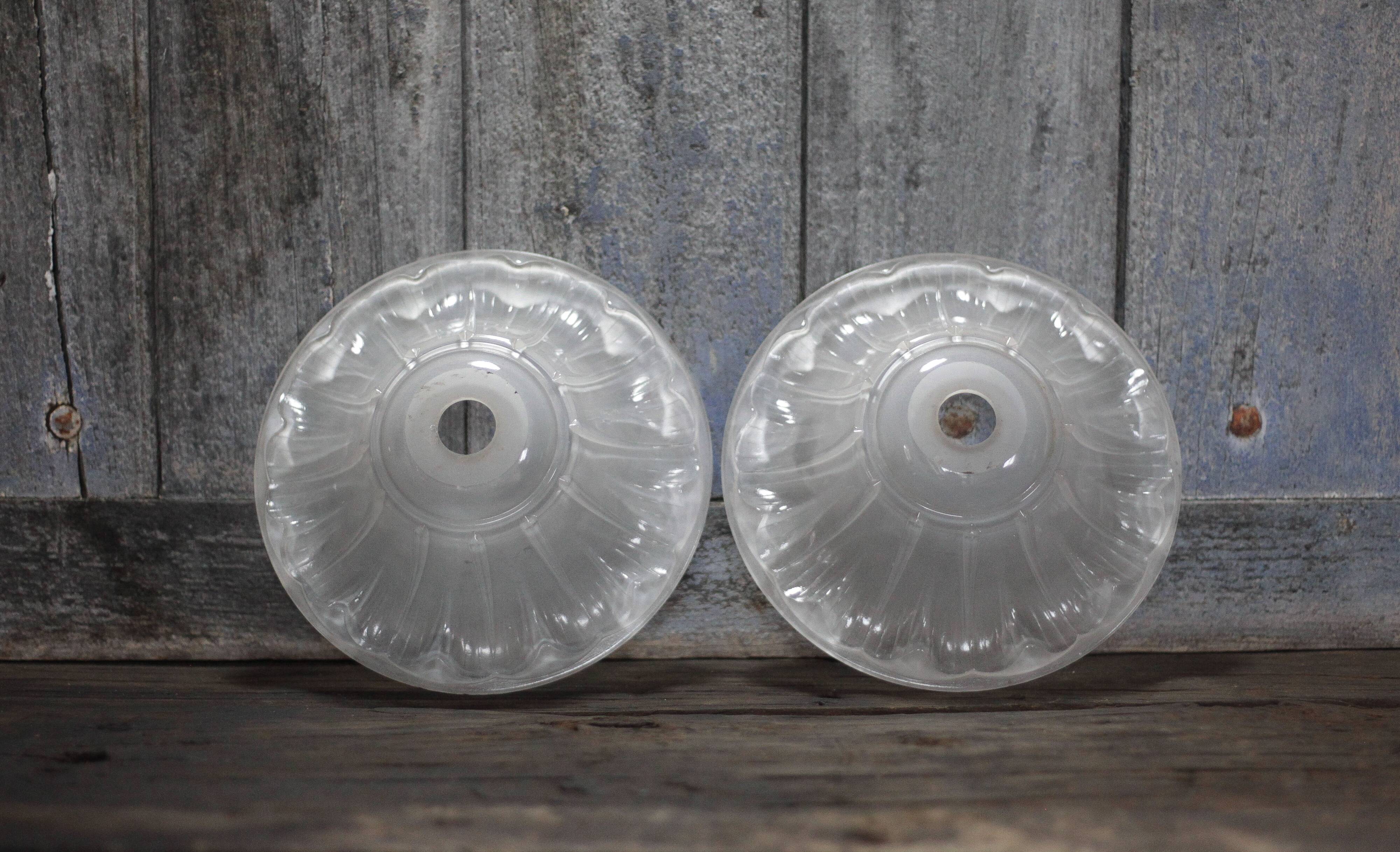 Pair of glass lampshades, glass bowl for suspension, globe for chandelier.