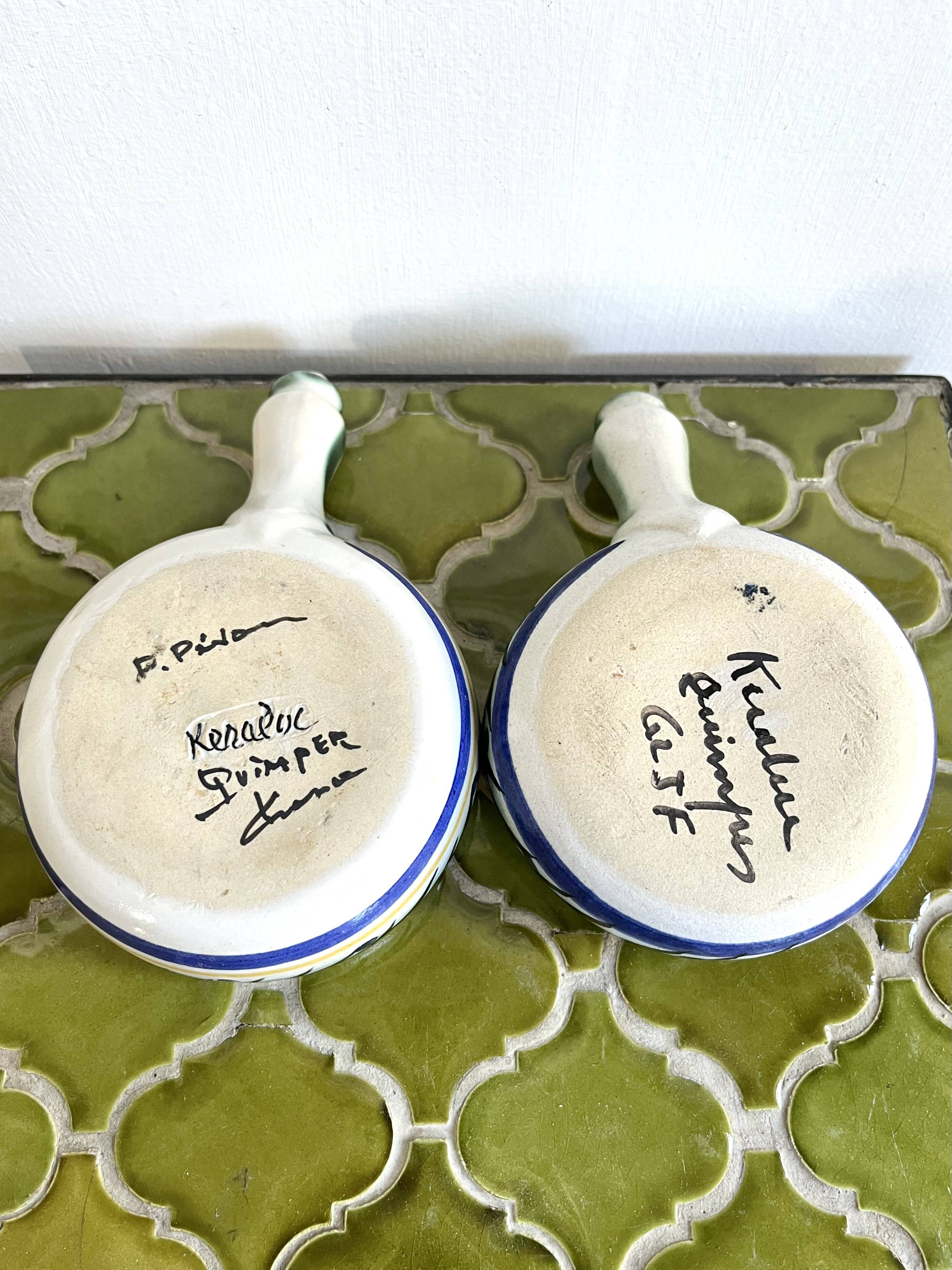 Keraluc frying pans, 2 vintage ceramic bowls from the 1970s.