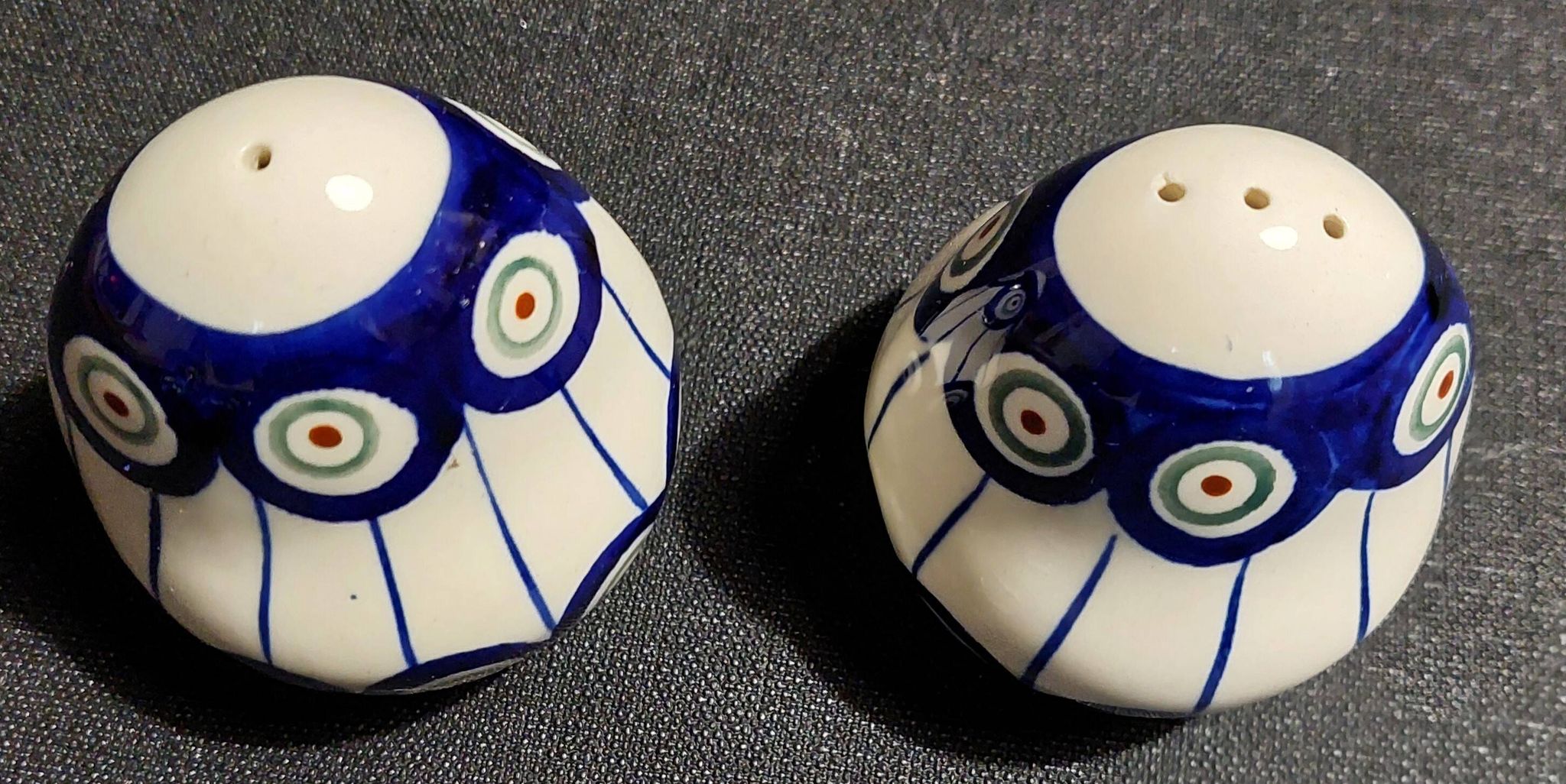 Pair of vintage ceramic salt and pepper shakers