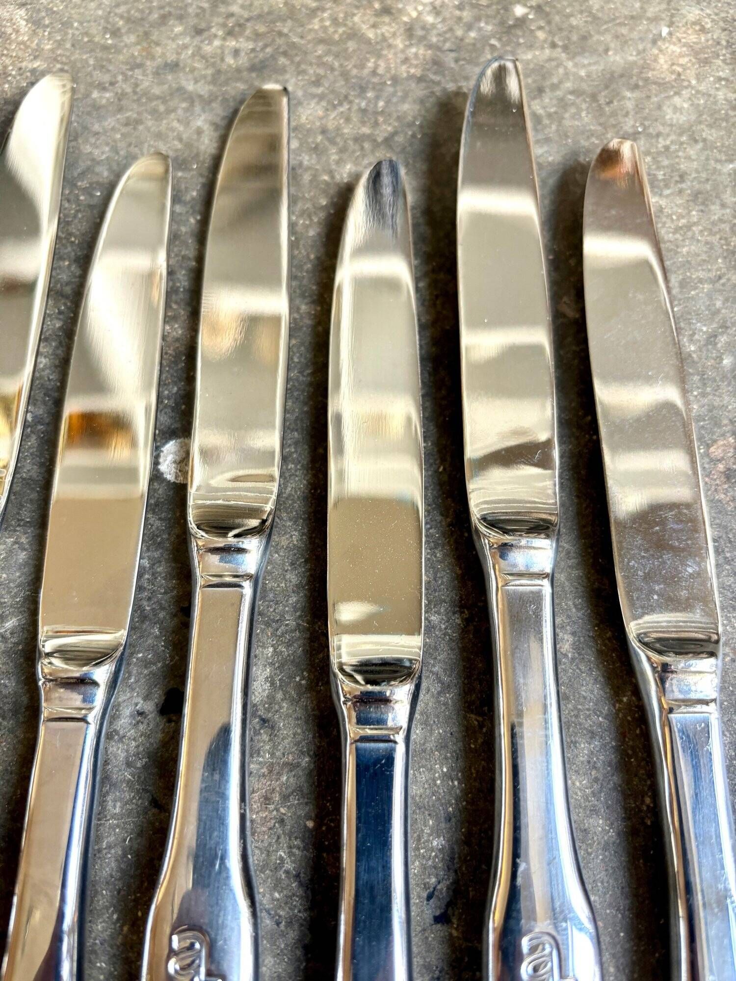 6 chrome metal dessert knives for Air France