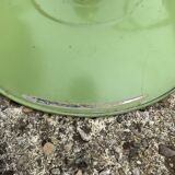 Suspension in green and white enamelled sheet metal socket brass golden threads