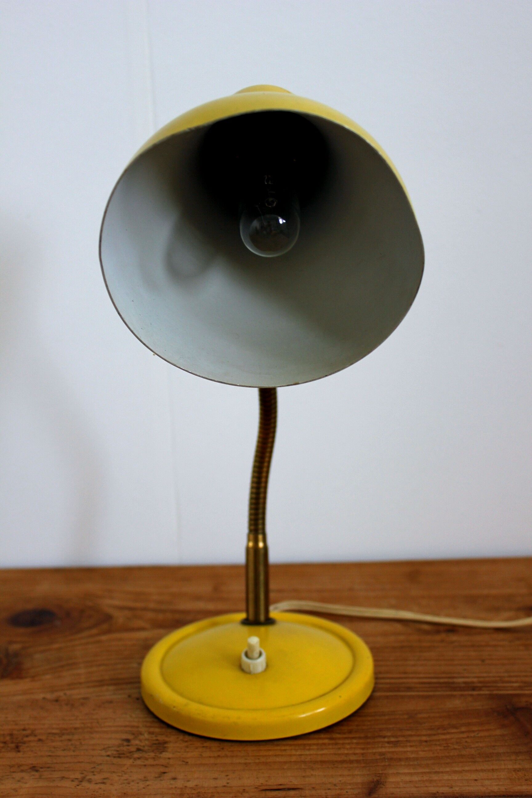 Vintage Bedside Desk Lamp Yellow Year 50