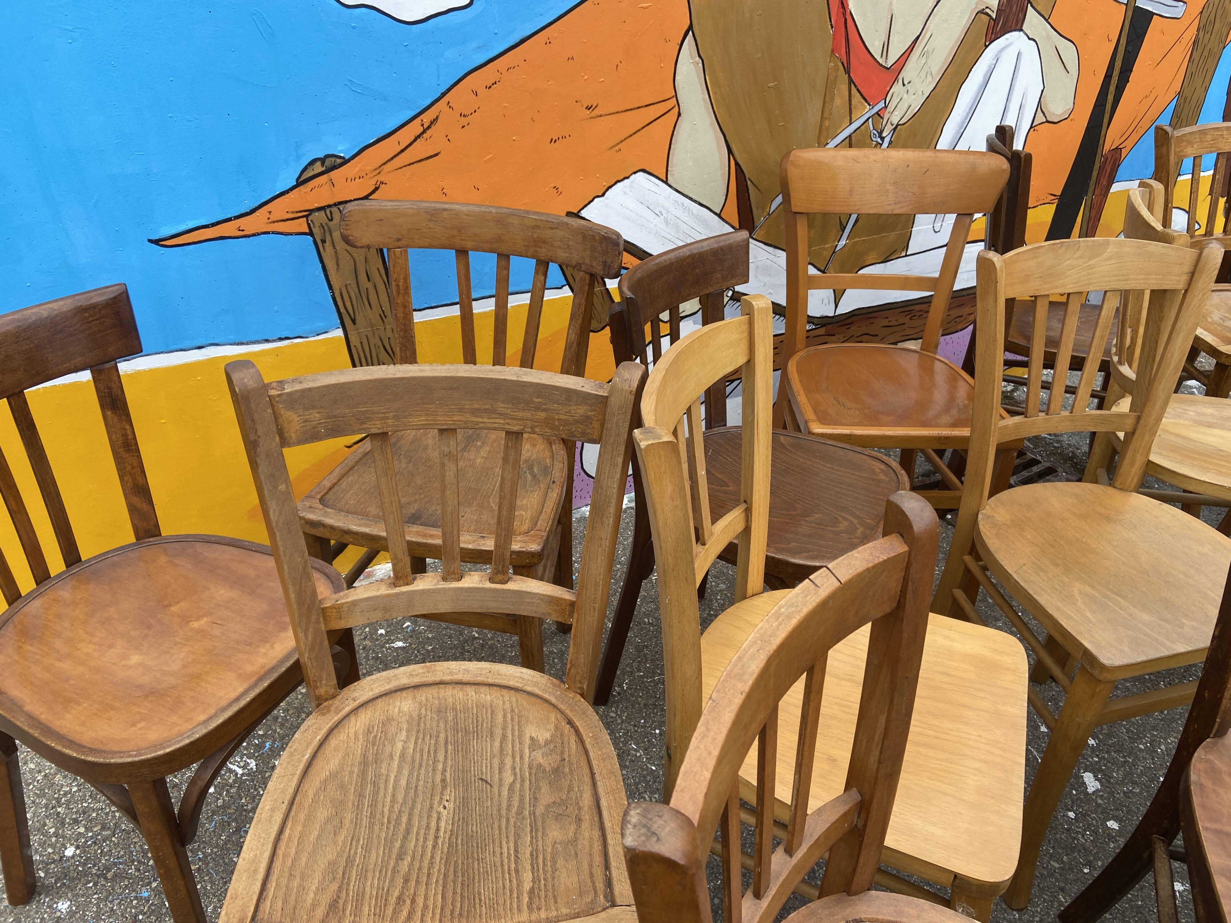 Set of 30 vintage bistro and restaurant chairs