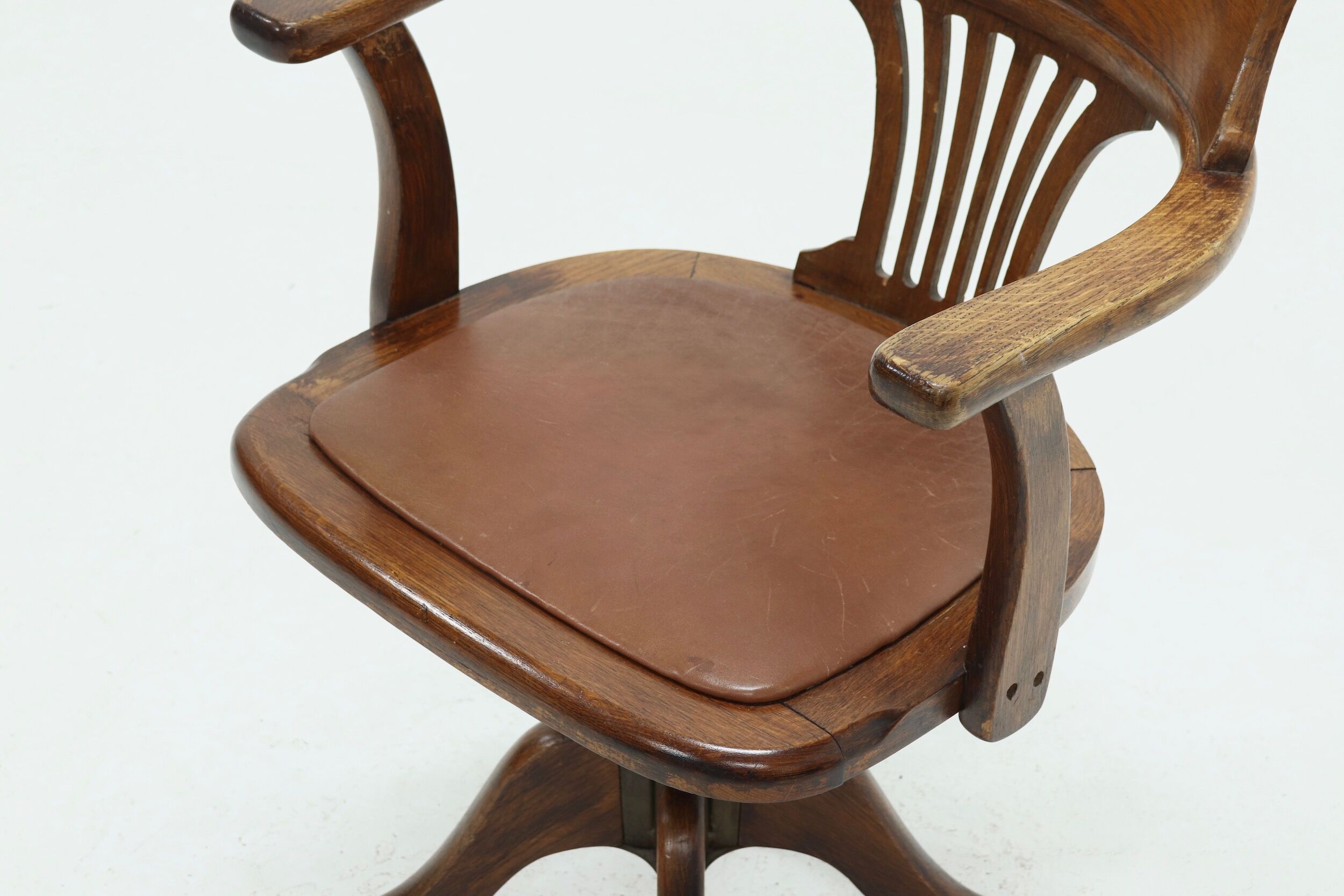 English antique hillcrest swivel desk chair 1920s