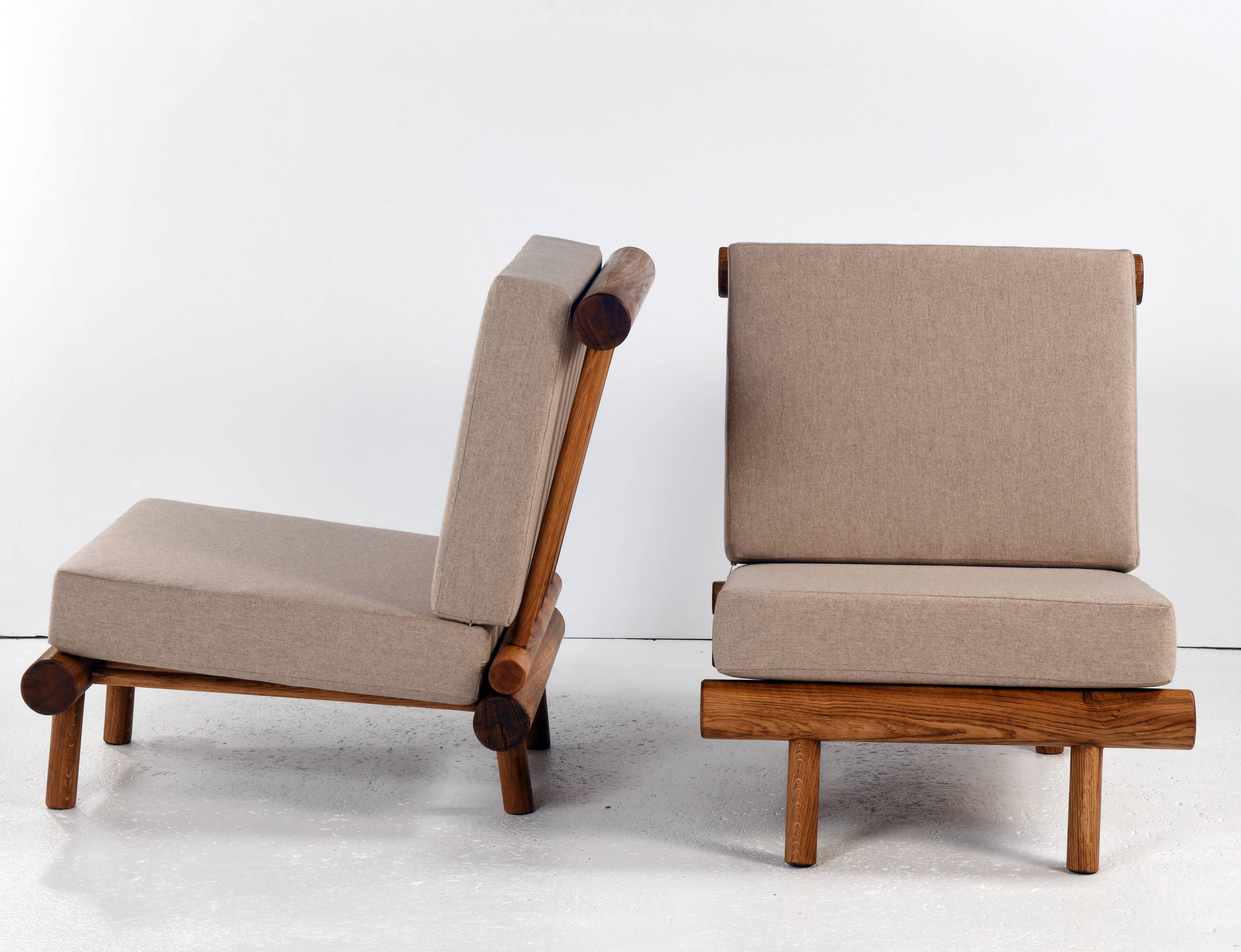 Pair of low chairs called La cachette selected by Charlotte Perriand