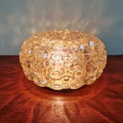 Amber honeycomb glass ceiling light, Helena Tynell, 1970