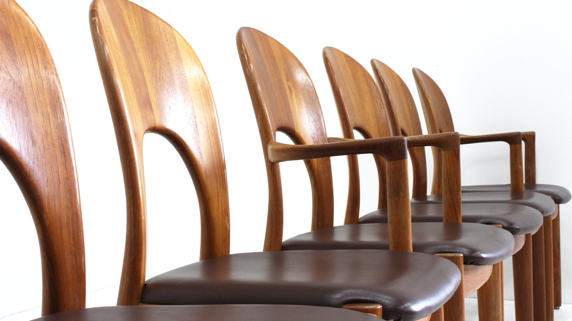 Vintage Danish teak dining chairs by Niels Koefoed set of 8