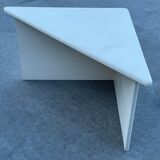 Set of three triangle side tables wood white creme design