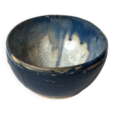 Empty pocket bowl in studio stoneware with rectified glaze and crystallisation, signed.