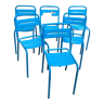 Lot de 6 chaises cafe bleu