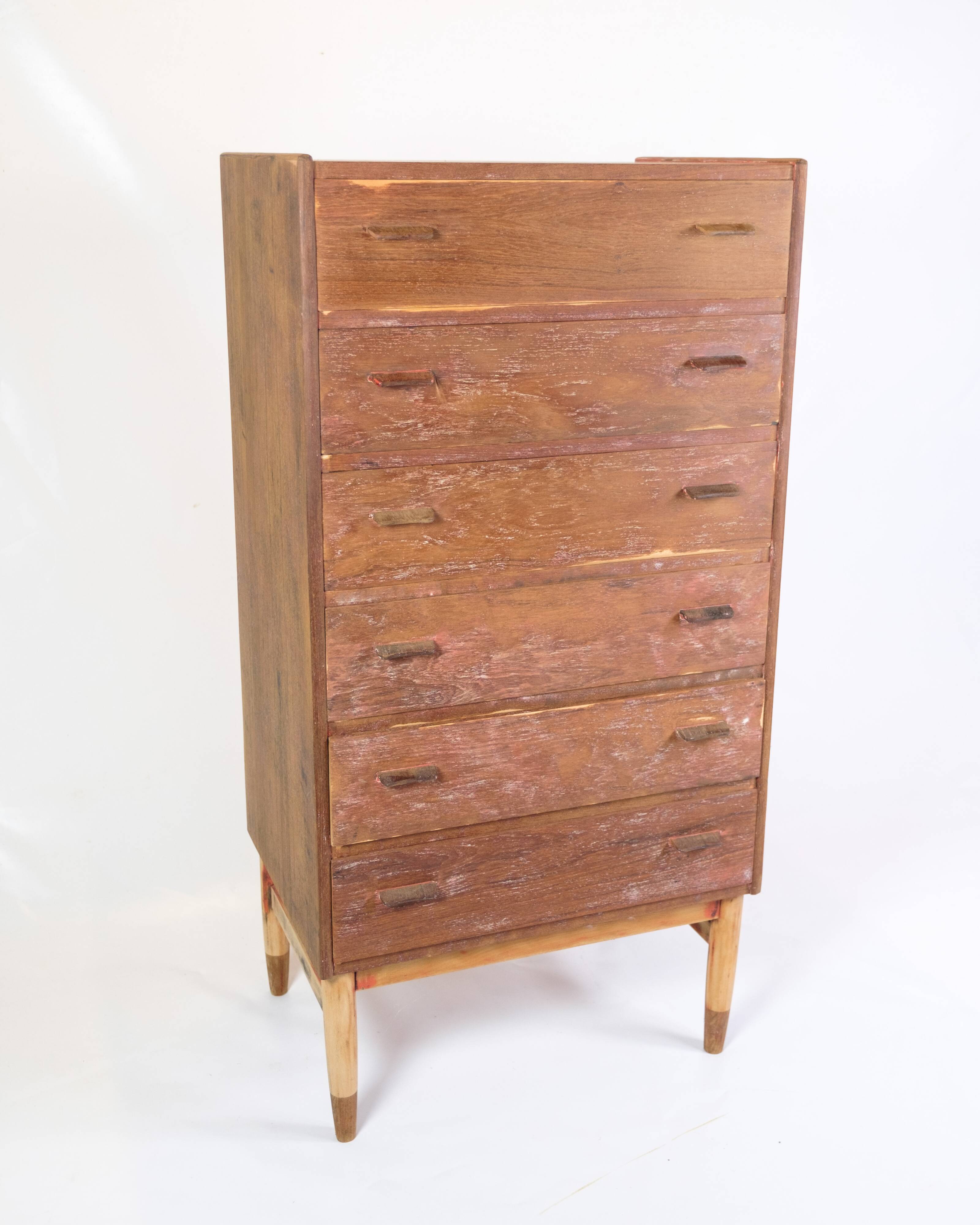 Chest Of Drawers Made In Teak With Oak Legs By Poul M. Volther From 1960s