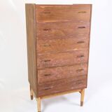 Chest Of Drawers Made In Teak With Oak Legs By Poul M. Volther From 1960s