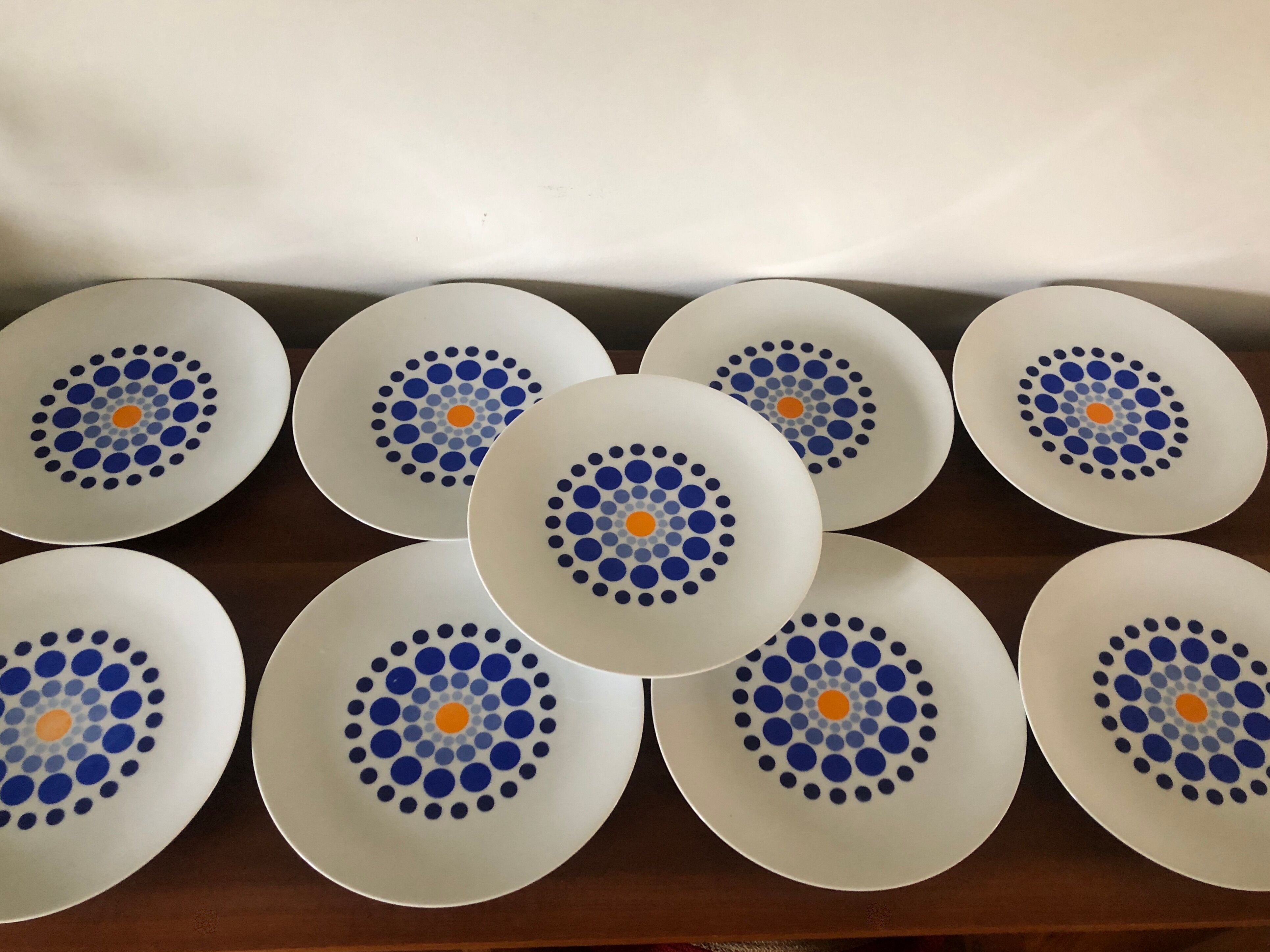 Set of 9 blue German plates bareuther waldsassen