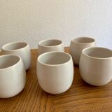 Set of 6 white sandstone pots