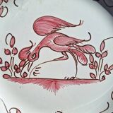 Earthenware plate with bird decoration