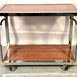 Italian rolling dessert table with two trays decorated with pink travertine