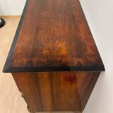 Biedermeier Chest in Walnut Veneer, Cherry, Gold Leaf & Brass, Austria, 1815