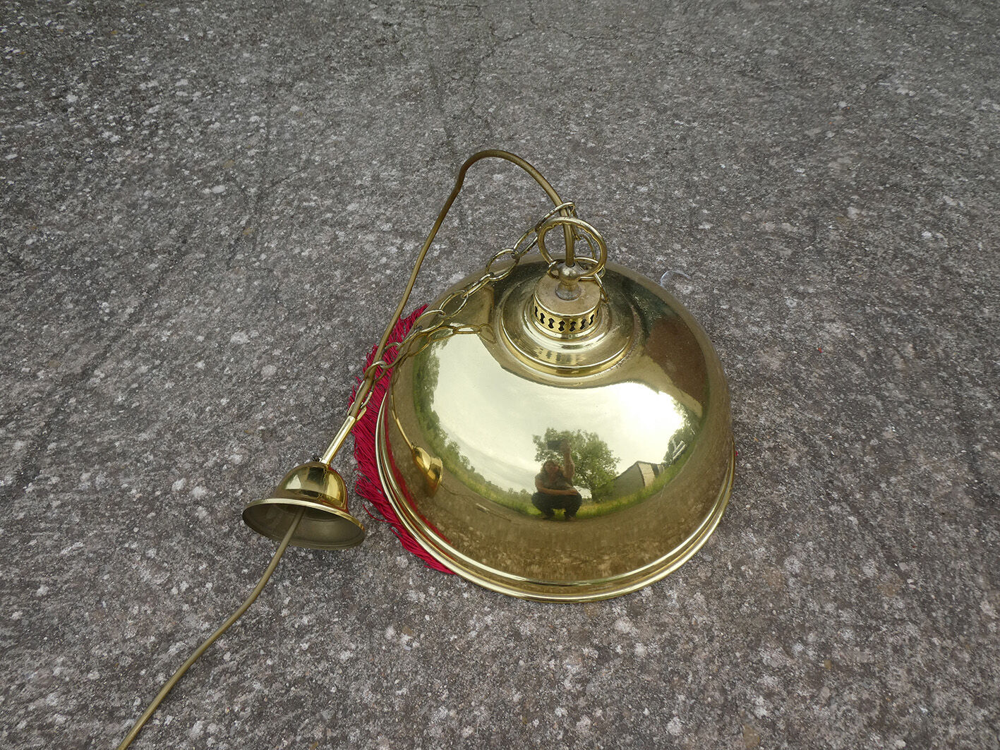 Bistro fringe pendant light, solid brass billiard table