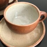 Coffee cups and under cups in gres vintage 1970s - set of 4 cups and under cup