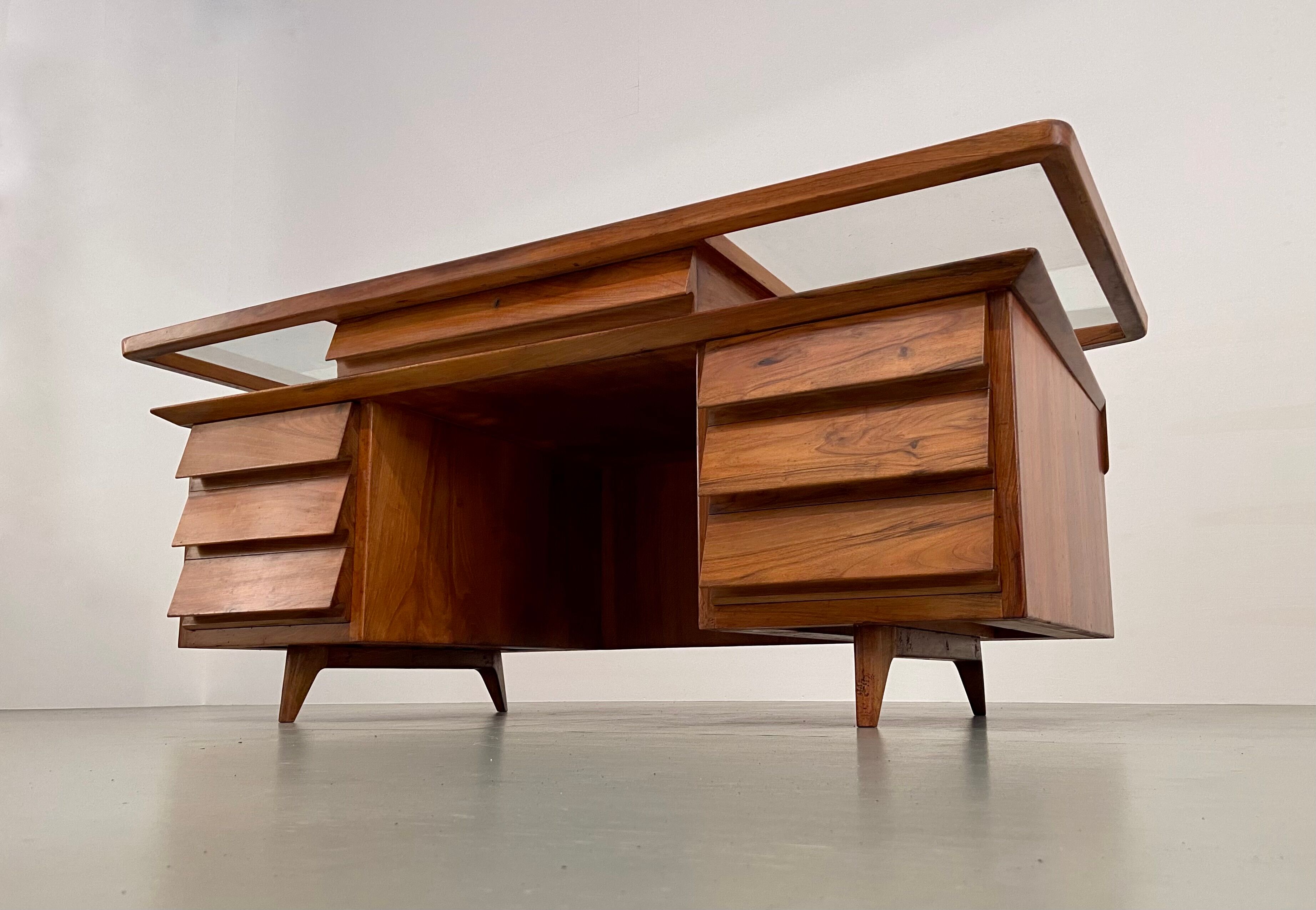 Writing Desk by Silvio Cavatorta in solid Walnut, Italy, 1950's