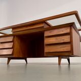 Writing Desk by Silvio Cavatorta in solid Walnut, Italy, 1950's