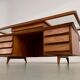 Writing Desk by Silvio Cavatorta in solid Walnut, Italy, 1950's