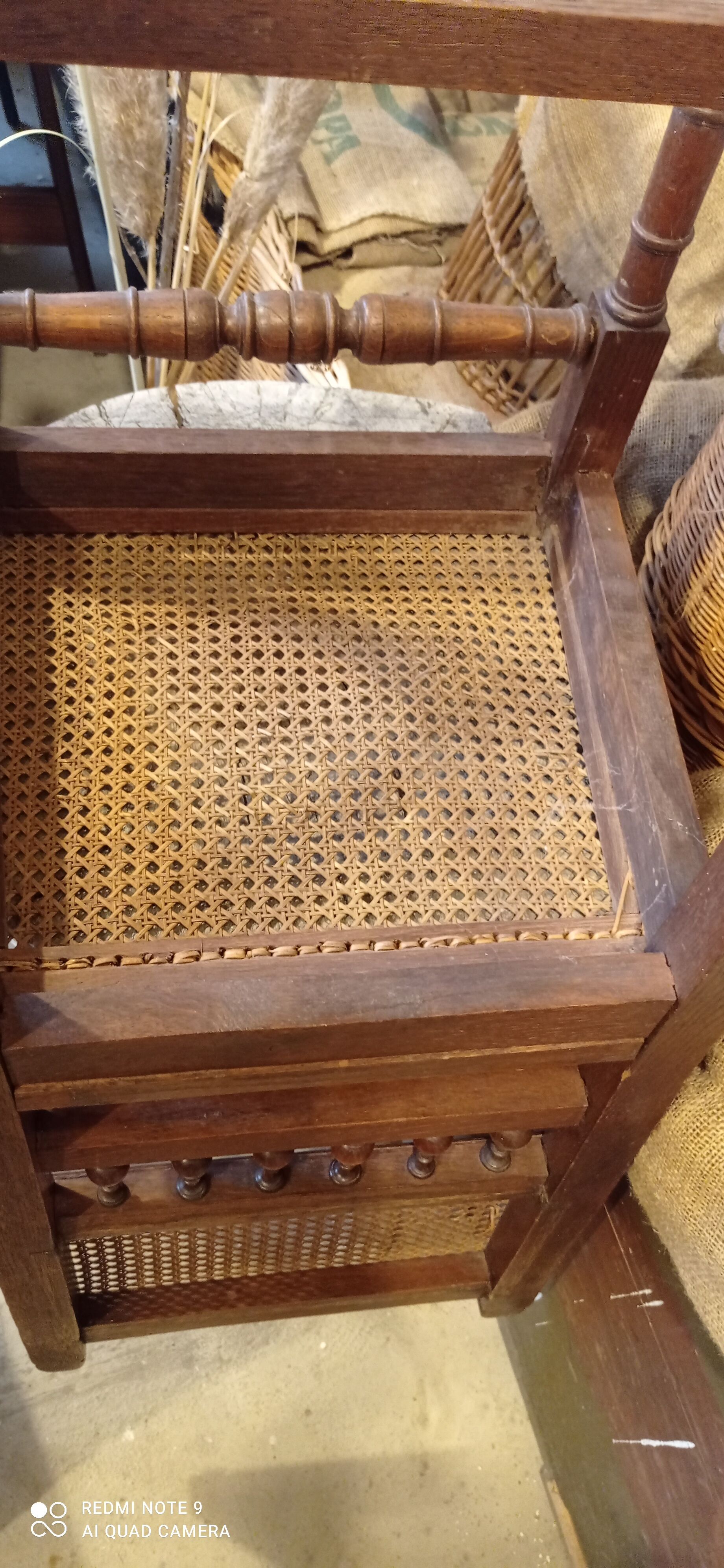 Set of 3 antique canned chairs