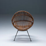 Mid-century chair in rattan, italy, 1950's