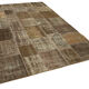 Hand-knotted turkish vintage 198 cm x 300 cm brown patchwork carpet