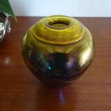 Vase verre irisé multicolore et bleu cobalt canada robert held signé