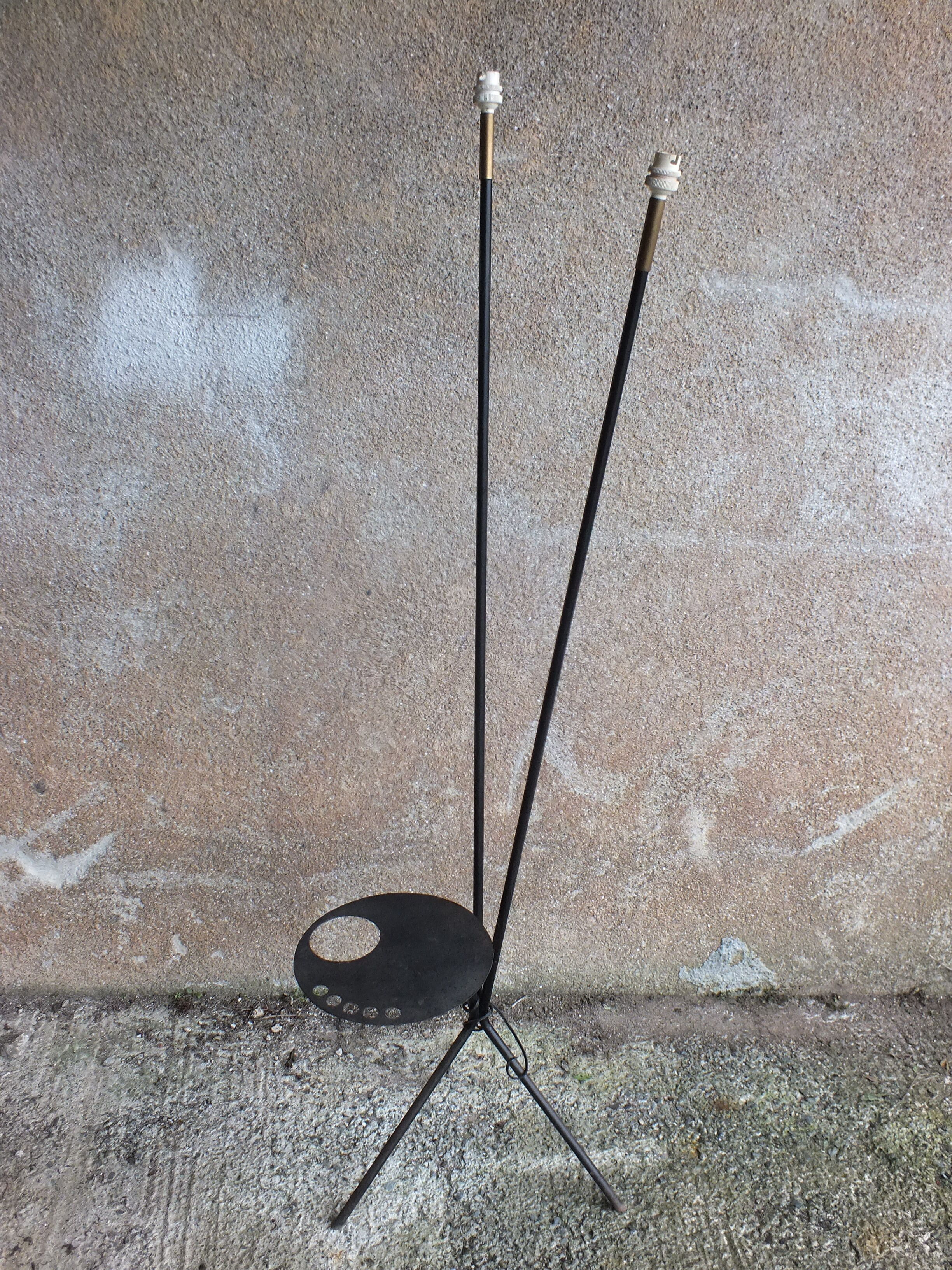 Floor lamp "painter's palette" 50s with 2 arms of light