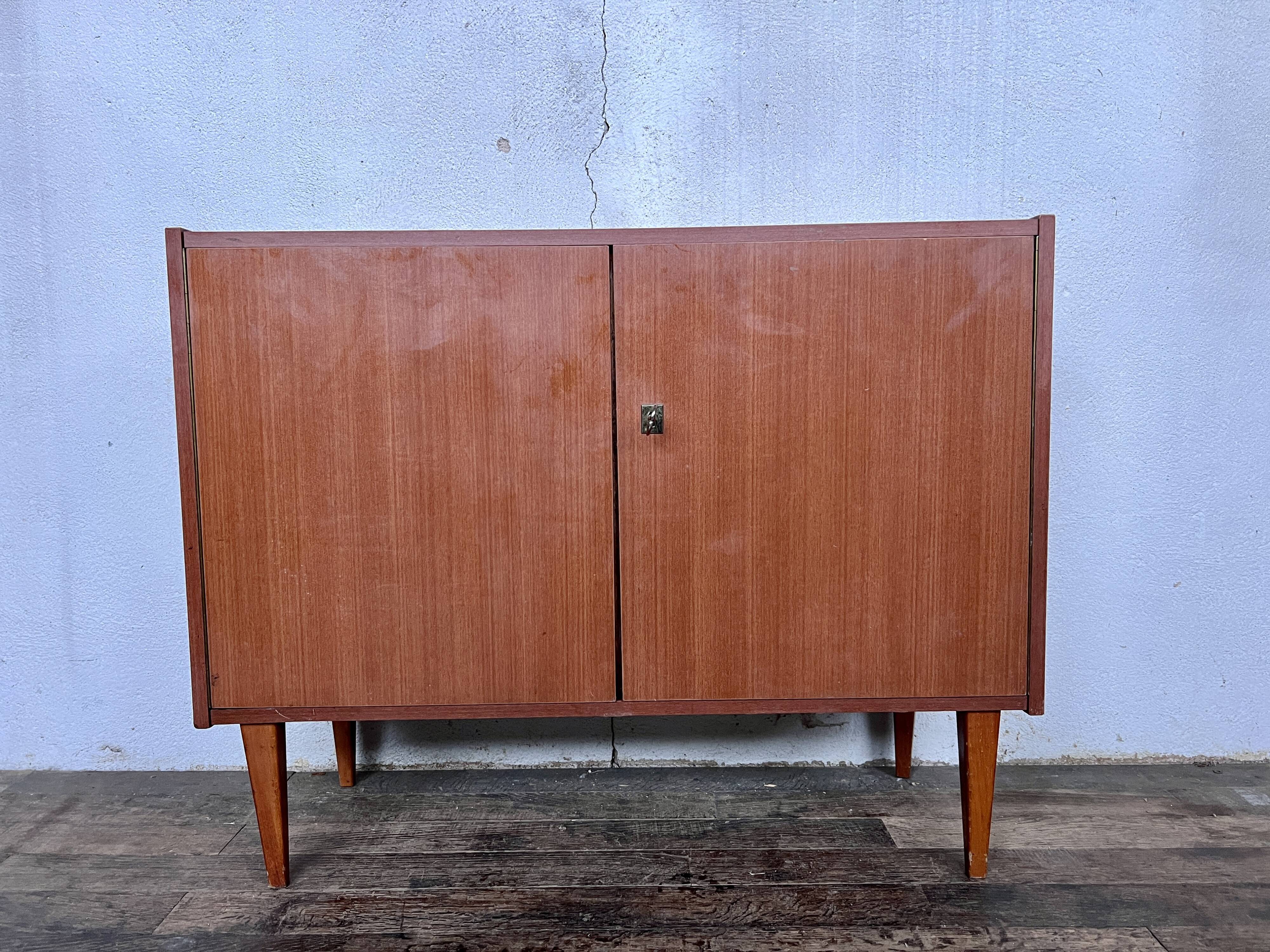 Hifi tv cabinet enfilade Scandinavian look modernist French 1950