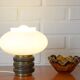 Vintage mushroom desk lamp bedside light brass and wood table lamp 1970's