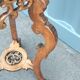 Pedestal table in old natural wood late nineteenth century