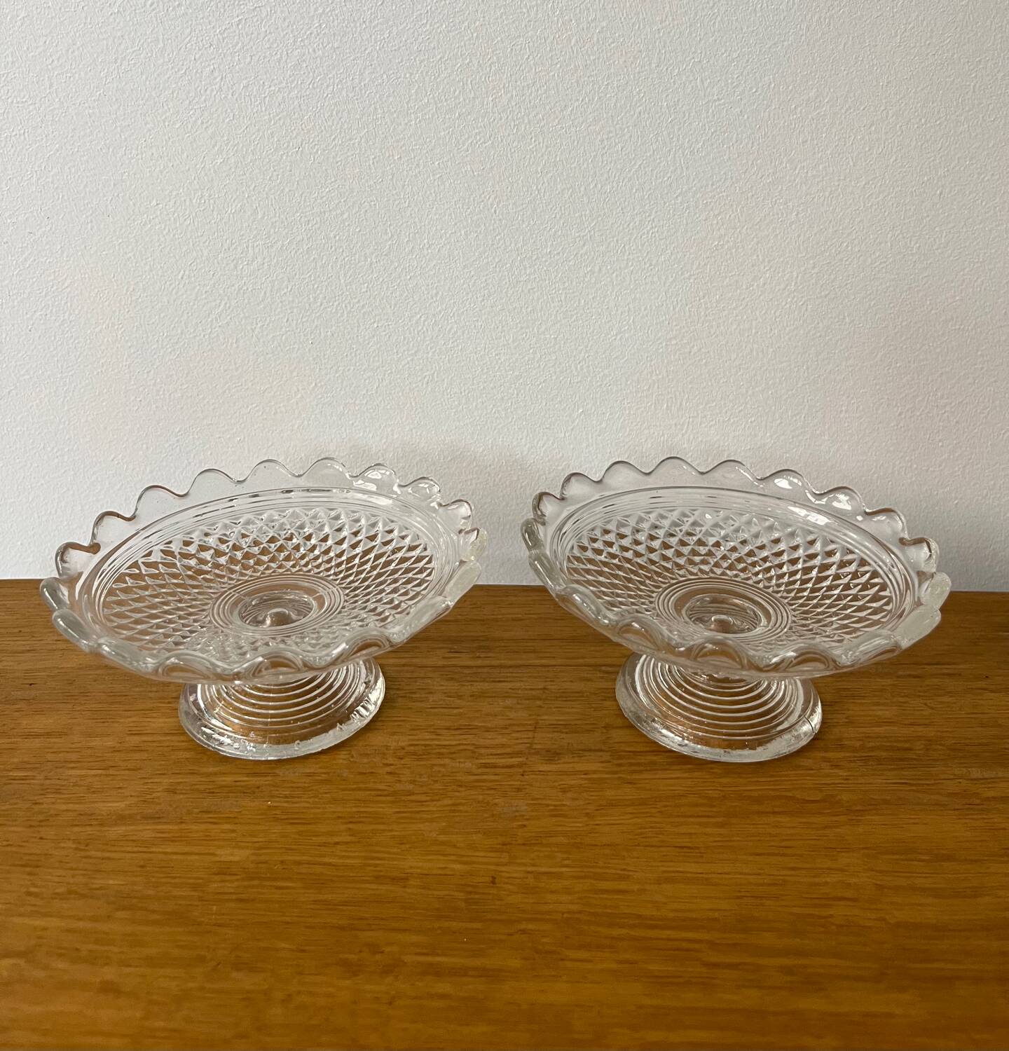 Duo min compotiers XIXeme verre pressé