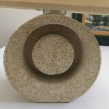 Vintage 70s-80s Lamp - Sculpted Stone Base & Painted Silk Shade