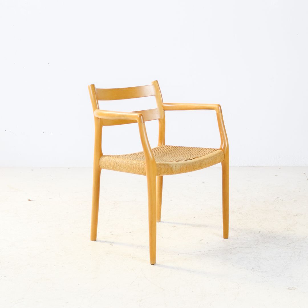 Oak Niels Møller model 67 papercord dining chair