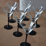 8 Vintage Black Stemmed Cocktail/Martini Glasses