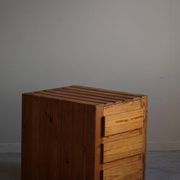Free-standing primitive pine commode, mid-century Swedish, 1950s.